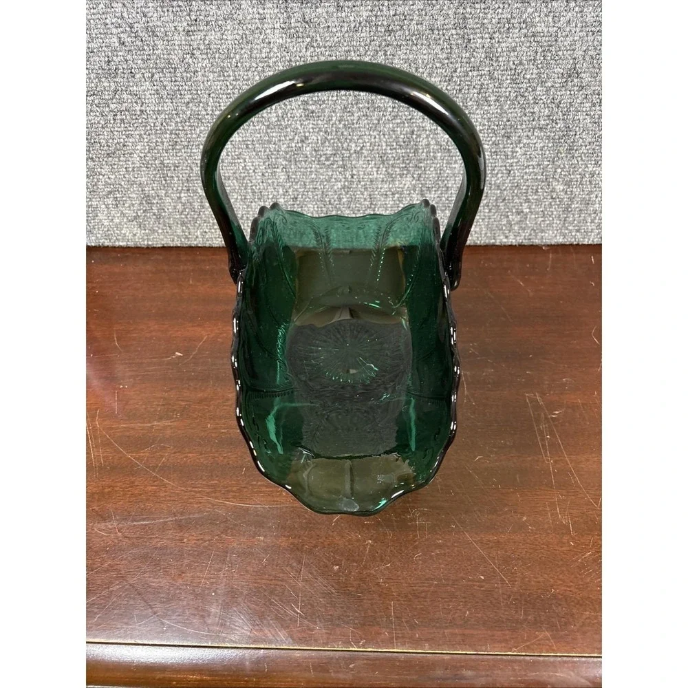 Vtg~L.E. Smith Teal Blue Green Regency Basket Handmade